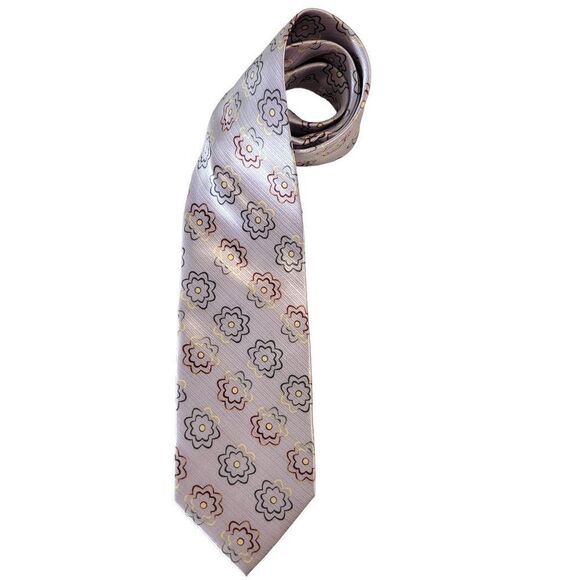 Renzo 100% Silk Lavender Floral Mens Neck Tie 58X4 Purple Silky Flowers - Picture 2 of 7